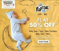 FirstCry NapTime Sale Flat 50% off on Baby Gear Toys Baby Care Baby Furniture and more | Till 3 Pm only