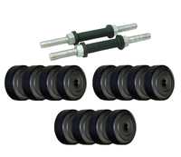 Facto PowerWeight Plates 40 Kg, Dumbell Rods, Black and Siver