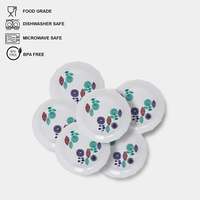 SimpArte Round Set of Plastic Breakfast Plates with Printed Design Set of 6