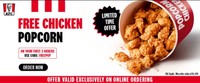 KFC Free Chicken Popcorn Worth 150 On Orders Above 399 ( Online Only)