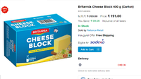 Britannia Cheese Block 400 g (Carton)