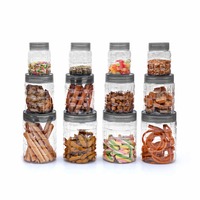 Cello Checkers Plastic PET Canister Set, 12 Pieces, Clear, Capacity - 4-300ml, 4-650ml, 4-1200ml

