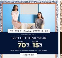 Lifestyle Best of Ethnic Wear Sale | Buy1 Get 1 Free |Upto 70% off + Extra 15% off On Top brands + Extra 10% off via ICICI cards