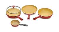 Crystal Induction Base Non-Stick Aluminium Cookware Set, 4-Piece, Maroon

