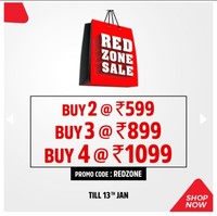 Brand Factory Red Zone Sale (till 13th Jan) | Buy 2 at Rs. 599 | Buy 3 at Rs. 899 | Buy 4 at Rs. 1099