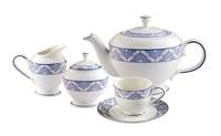 Hitkari Potteries Porcelain Tea Set, 17-Pieces, White 