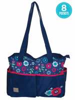 Mee Mee Multipurpose Diaper Bag (with Changing Mat, Floral Navy