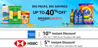 Get 10% Instant Discount with American Express /HSBC  Cards on purchase of any product listed in the Amazon Pantry Store or Fresh Store 