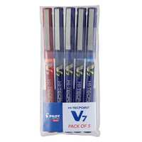 Pilot V7 Roller Ball Pen Pack of 5 (4 Blue , 1 Red )
