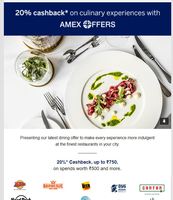 Bangalore Dining Festival - Amex Offers brings you 20% cashback on meals from your favorite kitchens