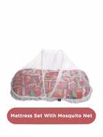 Mee Mee Baby Mattress Set with Mosquito Net and Pillow (White)