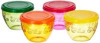 Amazon Brand - Solimo Wonder Bowl with Snapfit Lid, 220 ml, Set of 4, Multicolour