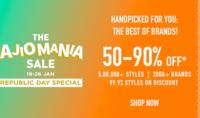 Ajio The Ajiomania Sale 19th To 26th Jan :  Upto 50 - 90% Off 