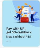 FreeCharge - Get 5% Cashback upto Rs. 15 on Payment through UPI 