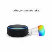 Echo Dot (Black) Combo with Wipro 9W LED Smart Color Bulb - Smart Home Starter Kit