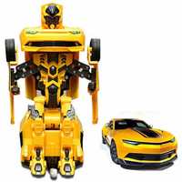 Toyshine 2-in-1 Transforming Robot Toy with Light Music and Bump and go Function, Yellow