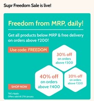 Supr Daily Supr Freedom Sale :- Get Upto 40% off on Groceries