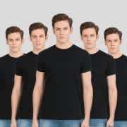 Solid Men Round Neck Black T-Shirt  (Pack of 5)