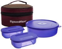 Signoraware Classic Plastic Lunch Box 3N containers Set with Bag