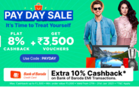 Paytmmall Pay Day Sale Upto 80% Off + 8% Cashback + 10% cashback on Bank of Baroda EMI Transactions