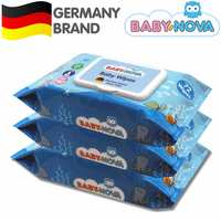BABY-NOVA 98% Water Wipes with Aloe Vera and Vitamin E and flip-top lid - 72 Wipes/Pack (Pack of 3)