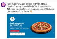 90% Off Upto 300 On Domino’s Pizza (Valid for first 2000 users) 6-8PM