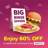 Swiggy Big Binge Offer - Get Flat 60% Off On Selected Restaurant