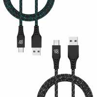 Flybot Bolt (Pack of Two) Micro USB Rugged Polyester Braided Unbreakable Cable (Length - 1.5 Meter) 