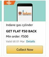 Get flat 50 cashback on First Ever Indane Gas booking 