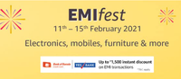 Amazon EMI Fest Upto 50% off + upto ₹1500 discount on EMI Transactions on Yes Bank & BOB 