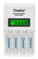 OSAKA HR06 3000mAh AA Ni-Mh Rechargeable Batteries 4 Pieces with OSK-C903W Battery Charger Set