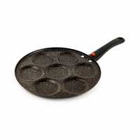 Cello Non Stick Aluminium 7 Cavity Appam/Uttapam Maker with Round Side Handle (Black)


