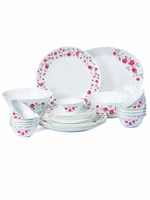 Cello Imperial Rose Fantasy Opalware Dinner Set, 11 inch Full Plate, 27 Pieces, White
