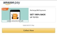 Amazon Recharge/Bill Payments GET 100% BACK UP TO Rs.25 [User Specific] 