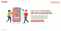 Freecharge Airtel Get 15% Cashback on Recharges & Postpaid Bill Payments