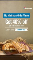Dominos 40% off upto 100