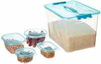 Amazon Brand - Solimo Storage Container Set, Set of 50, Blue

