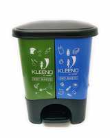 Cello Duo Plastic Pedal Dustbin for Wet and Dry Waste (20 litres, Green and Blue)