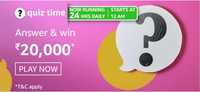 Amazon Quiz Time Answers For 22 Feb Win ₹20000*