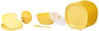Signoraware Square Dinner Set, 21-Pieces, Yellow

