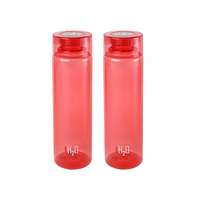 Cello H2O Round Plastic Water Bottle, 750ml, Set of 2, Red