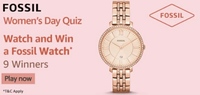 Amazon Fossil Women's Day Quiz Answer And Win Fossil Watches (9 winners)
