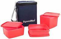 Signoraware Director Special Medium Lunch Box with Bag, Deep Red