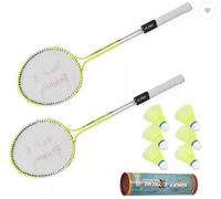 SBM Badminton Racquet Set Of 2 Piece With 6 Piece With Nylon Shuttle Cock Badminton Kit @ 194