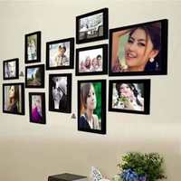Crafts Wood Wall Photo Frame (Black, 12 Photos)