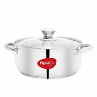 Pigeon by Stovekraft Stainless Steel Belly Casserole with Glass Lid, 18 cm

