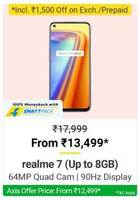 Realme 7 + 1500 Off on Prepaid + 1000 Off on Axis Bank Cards + Extra 5% Cashback on Flipkart Axis Bank Credit Card
