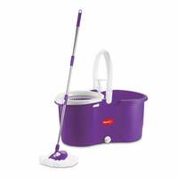 Pigeon Enjoy Spin Mop with 360 Degree Rotating PVC Magic Mop Set for Wet and Dry Floor/Wall (Lavender, 2 refills)