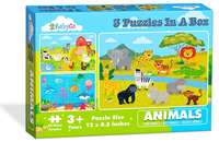 BabyGo Toys 3 Puzzles in a Box Animals Jigsaw Game for Kids (Farm Animals, Wild Animals, Aquatic Animals).


