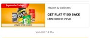 Amazon - Get flat 100 back on minimum order of 750 (User specific) 